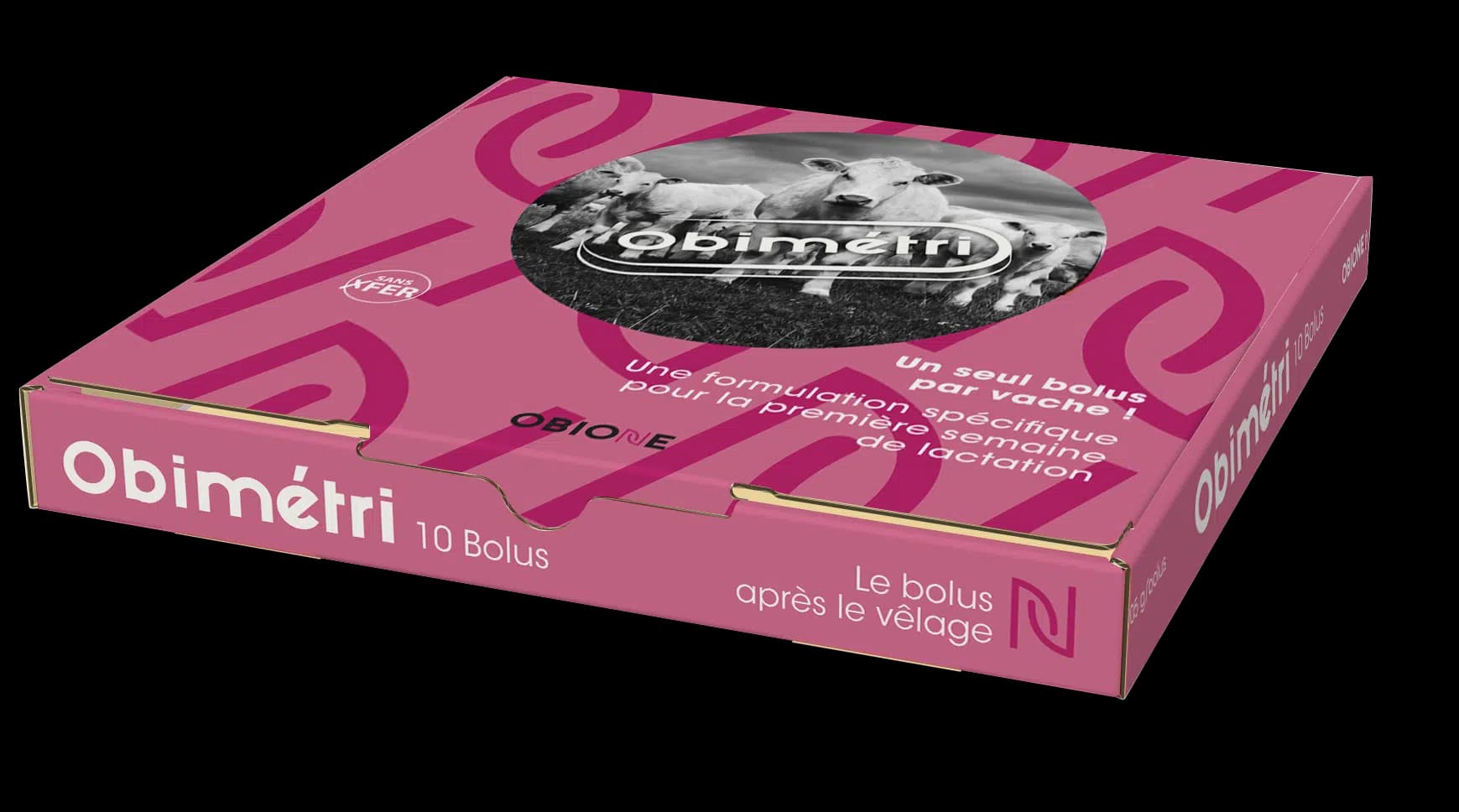 Boîte de 10 bolus Obimétri Obione, soin post-vêlage vache aux huiles essentielles et magnésium.