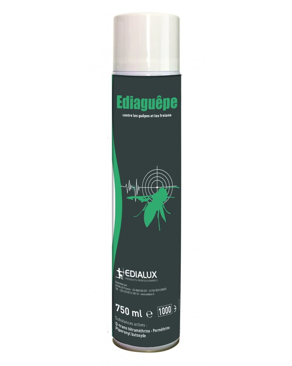 Aérosol professionnel EDIAGUÊPE 750ml jet 6 mètres pour destruction nids guêpes et frelons.