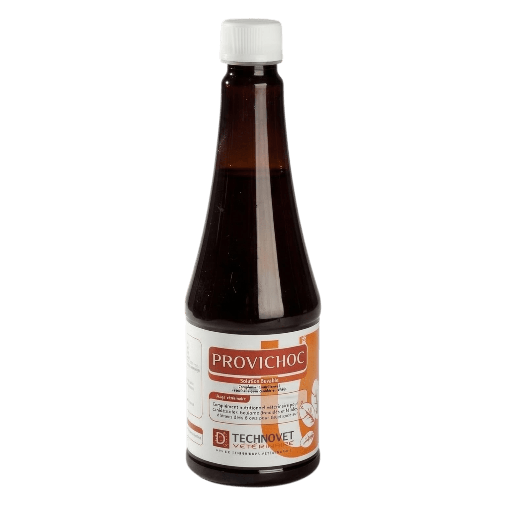 Flacon de 500 ml de PROVICHOC, supplément nutritionnel liquide énergétique et vitaminé pour ruminants.