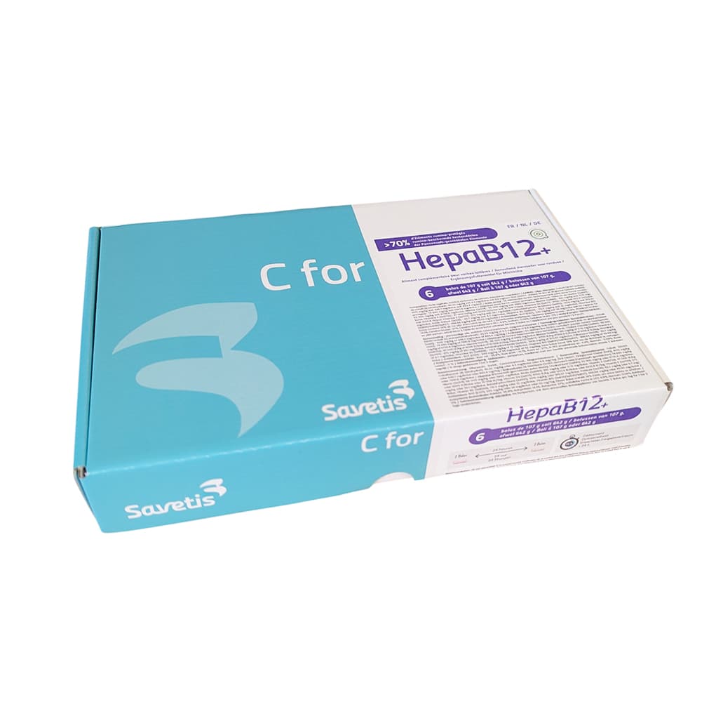Boîte de 6 bolus C for HepaB12+ de Savetis pour bovins adultes, solution de soutien hépatique et métabolique