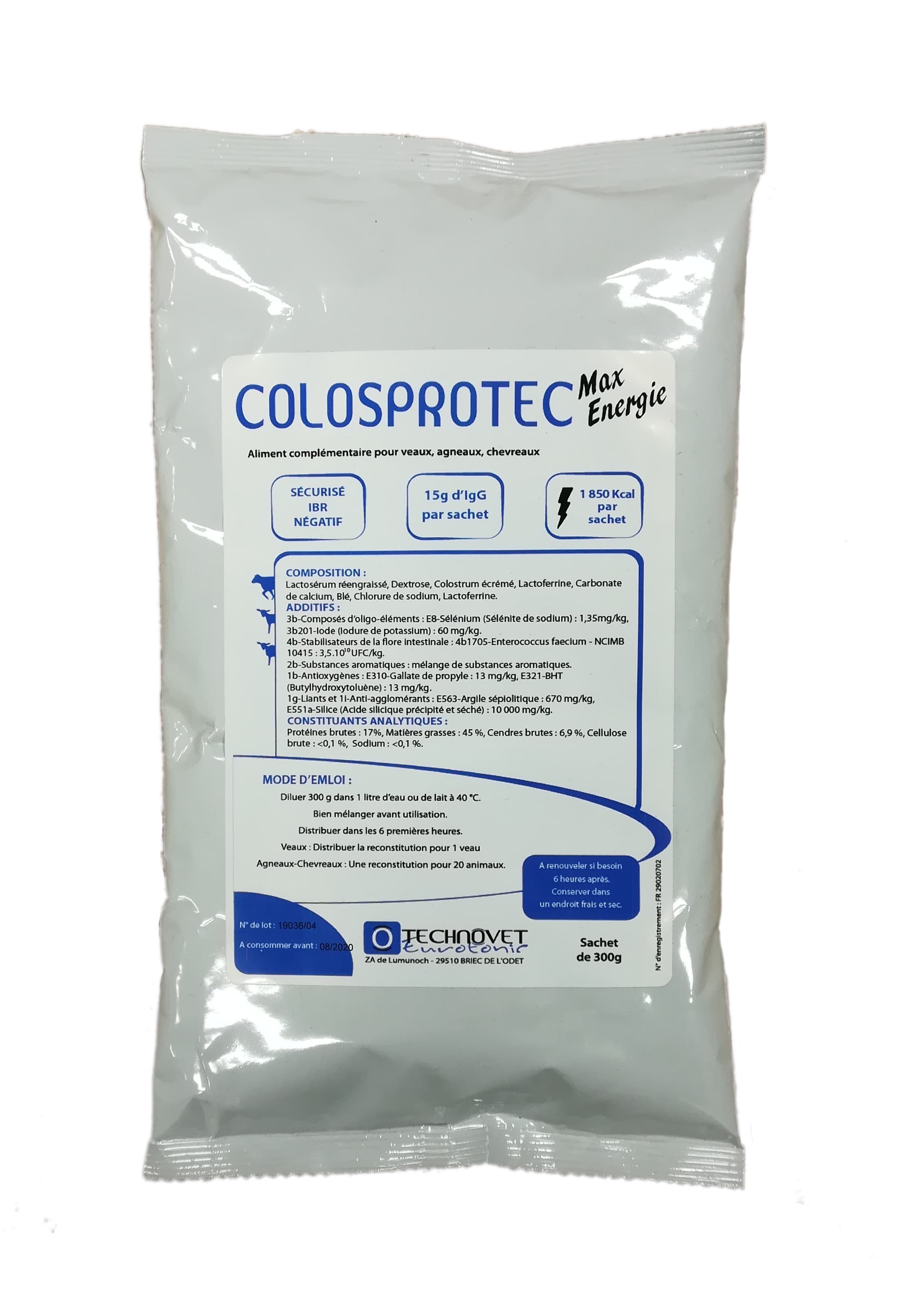 Colosprotec 150g – complément de colostrum pour veaux, agneaux et chevreaux, énergie et immunité