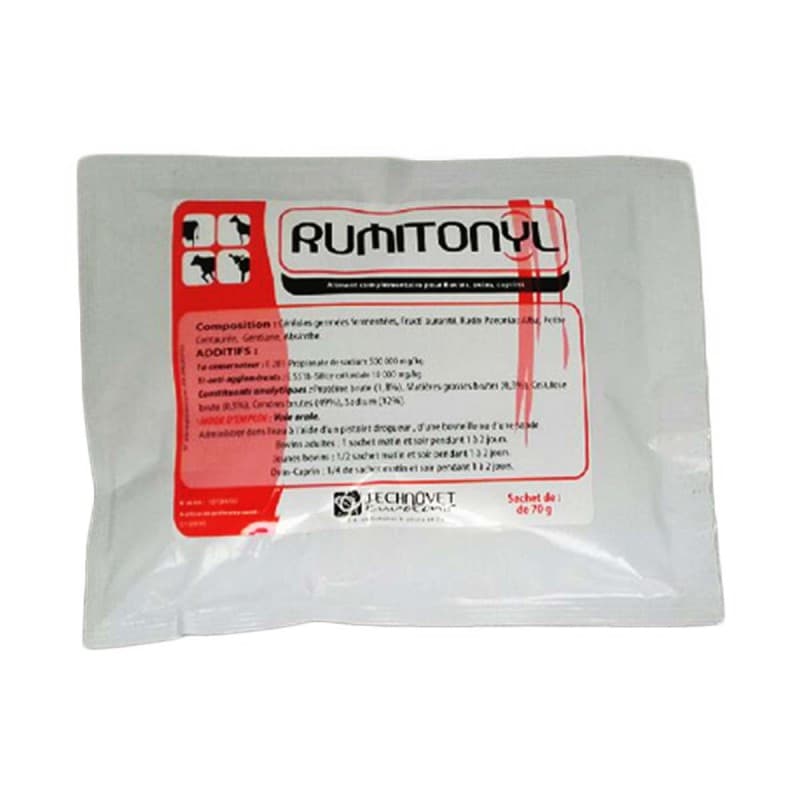 Rumitonyl boîte 100x70g – complément nutritionnel stimulant du rumen pour bovins, ovins et caprins