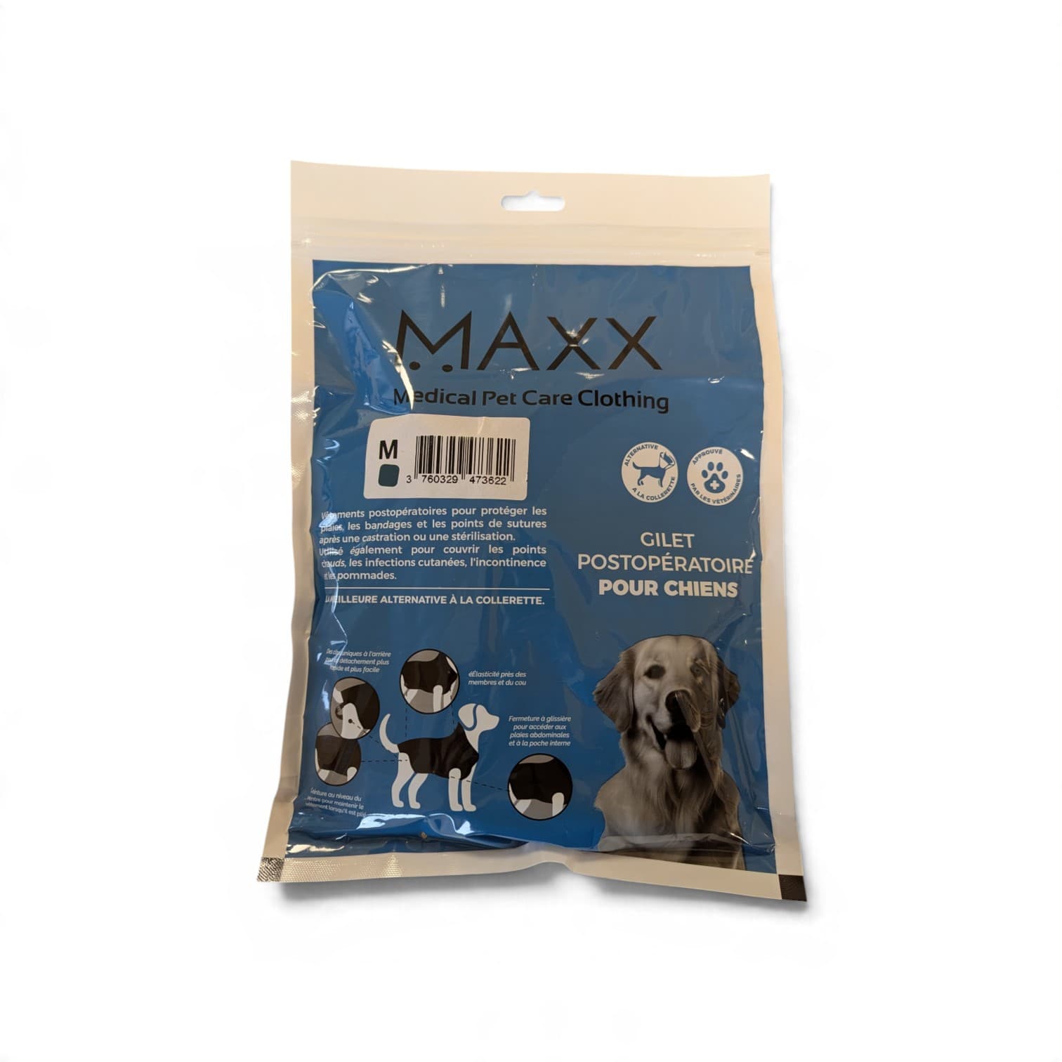 Body de protection Dog Shirt taille M bleu paon sur chien moyen
