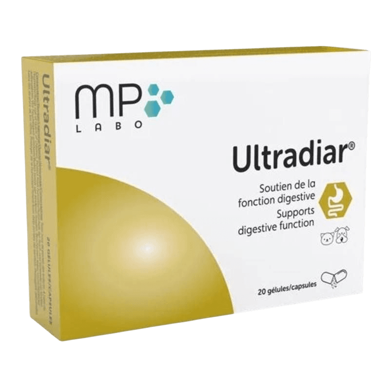 Ultradiar MP Labo 20 gélules – complément alimentaire pour chien et chat, soutien digestif et flore intestinale.