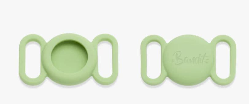 Étui protection silicone AirTag vert menthe Bandit pour collier chien et chat