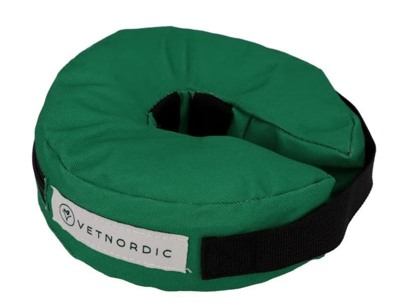 Collier de protection gonflable vert taille XS pour chaton et chihuahua.