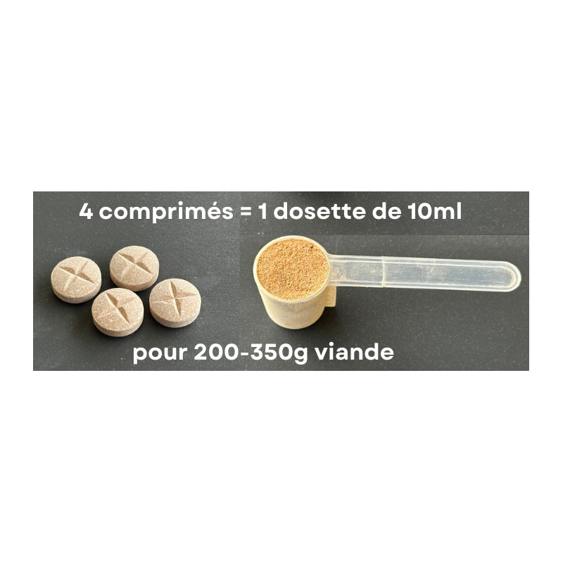 Pot blanc de 600g de Vit'i5 Senior Ration Ménagère (Bleu) en comprimés pour chiens et chats seniors de plus de 8 ans, formulé sans phosphore.