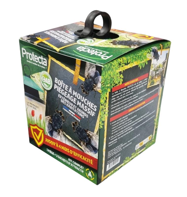 Kit complet Boîte à Mouches Mouch'Clac Protecta piège extérieur écologique avec 3 appâts.