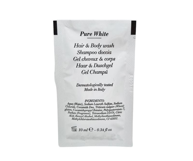 Sachet individuel Hair and Body Wash 10ml gel douche et shampooing 2-en-1.