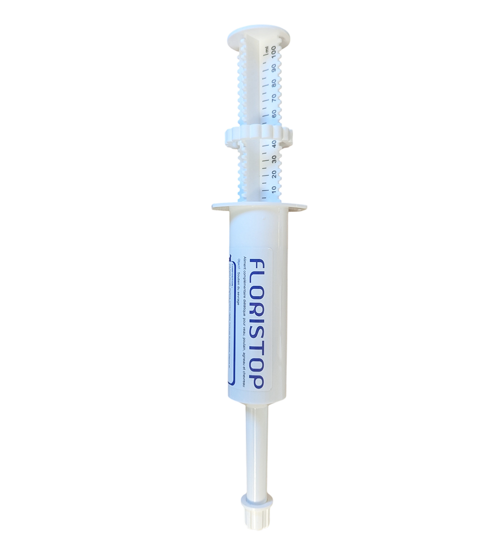 Floristop Seringue 10x100ml – pâte probiotique et antidiarrhéique pour bovins et veaux Savetis