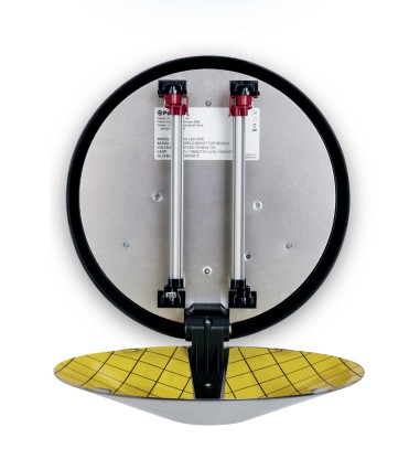 Destructeur d'insectes circulaire AURA LED avec finition élégante en acier, idéal pour restaurants et lieux publics.