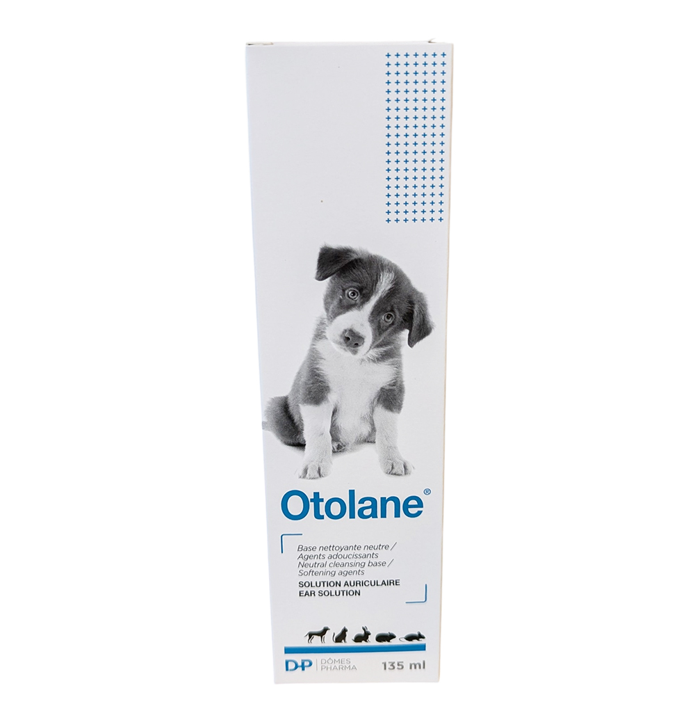 Flacon de 135 ml de nettoyant auriculaire Otolane TVM, solution rose pour l'hygiène des oreilles des chiens, chats et rongeurs.
