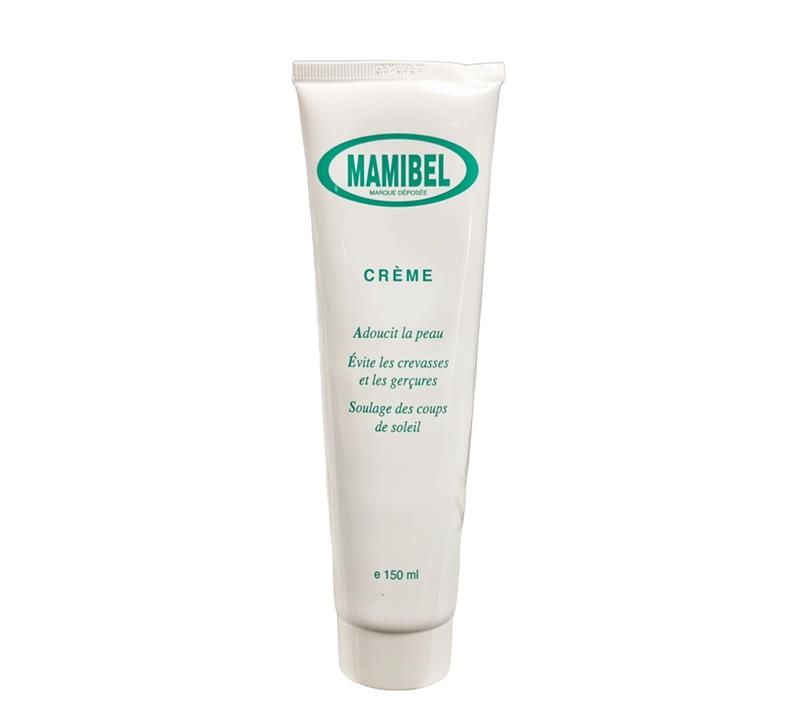 Tube de 150 ml de crème réparatrice MAMIBEL pour le soin des trayons, des crevasses et des gerçures, action antiseptique et cicatrisante.