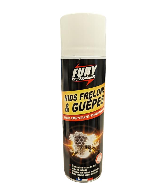 Aérosol Fury Mousse 500 ml pour nids de guêpes, frelons et frelons asiatiques.