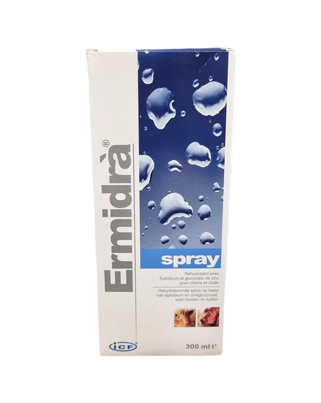 Spray Ermidra NF 300ml réhydratant peau sèche chien et chat ICF.