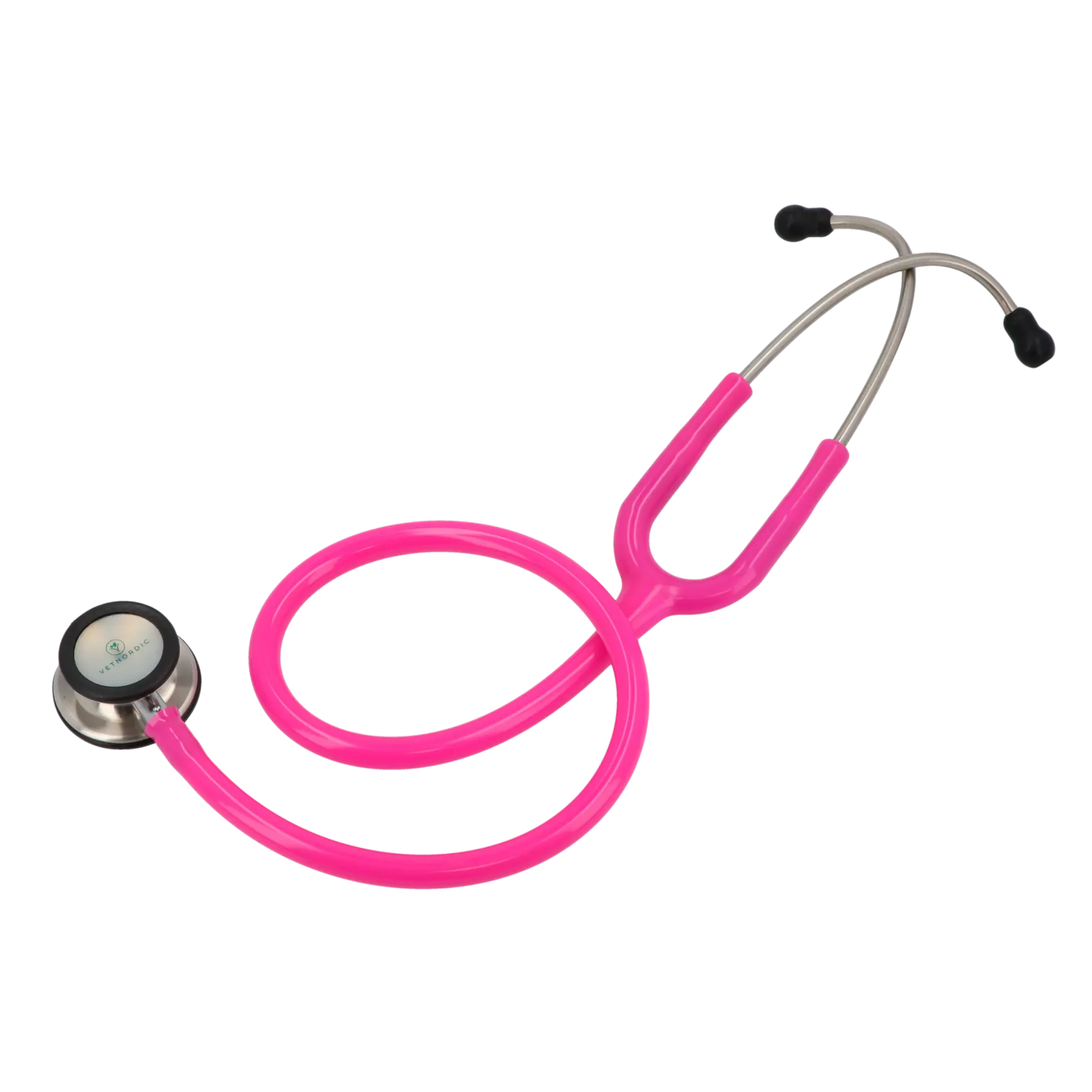 Stéthoscope vétérinaire rose VETNORDIC double pavillon haute précision.