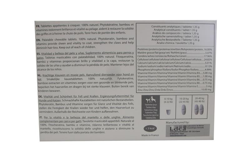 Boîte Dermoscent Keravita 30 tablettes complément poils et griffes chien chat.