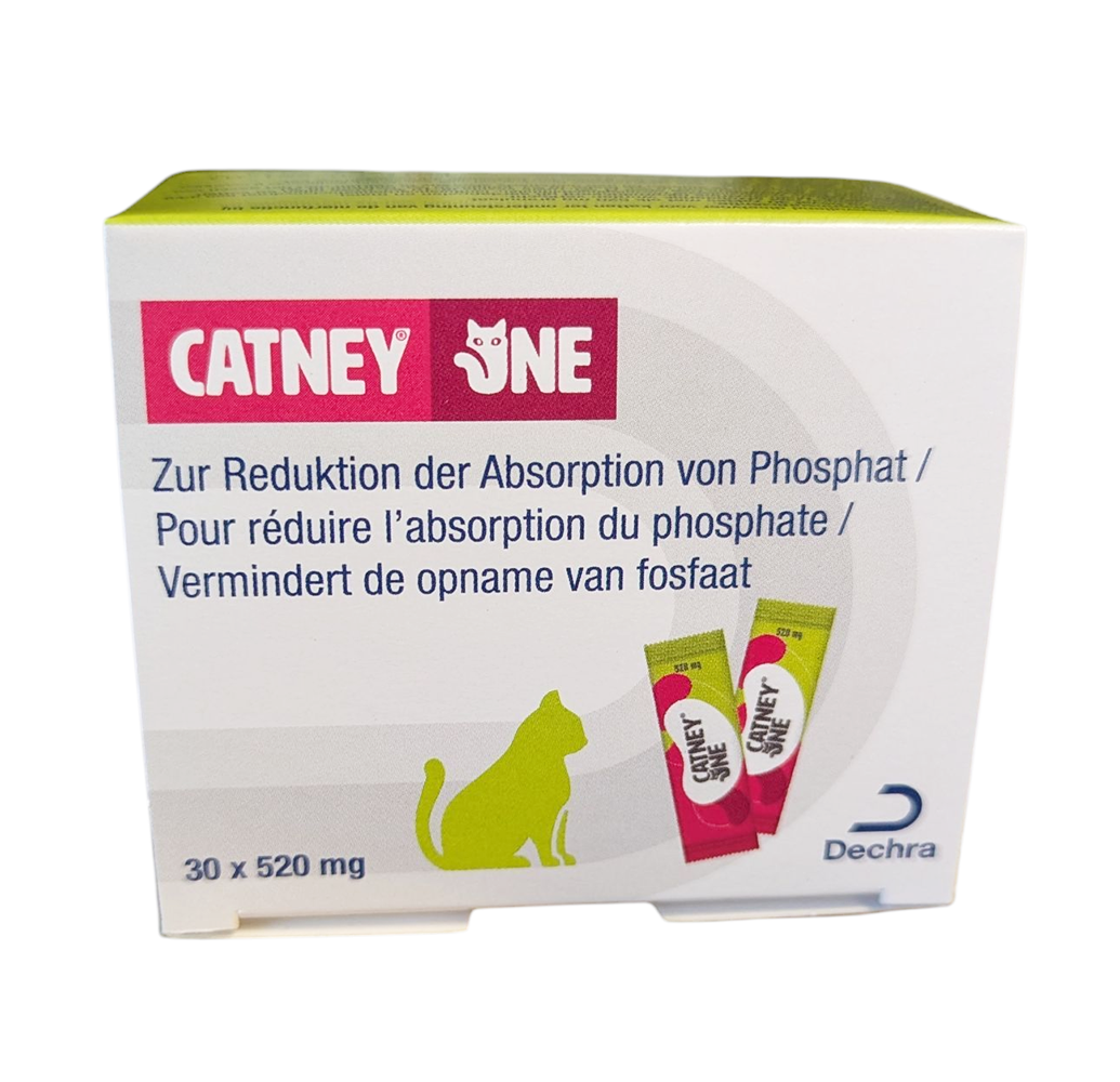 Boîte de Catney One Powder Chat Dechra 30 sachets fixateur de phosphate rénal.– Réduction de l’absorption du phosphate