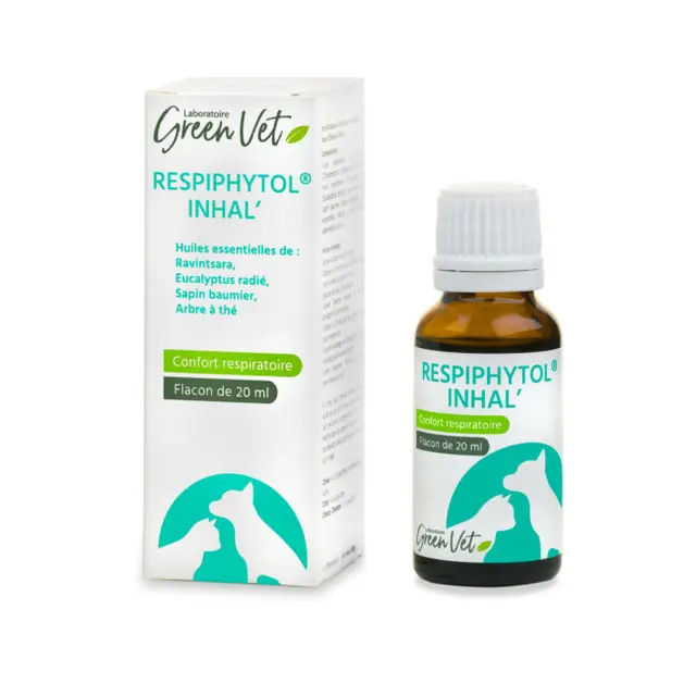 Respiphytol Inhal’ 20 ml GreenVet – solution naturelle pour inhalation respiratoire chien et chat.