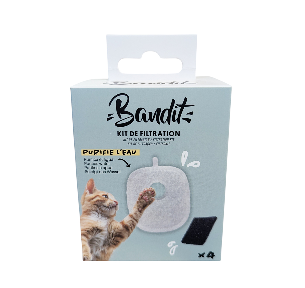 Boîte de 4 filtres de rechange pour fontaine à eau Bandit purification eau chat
