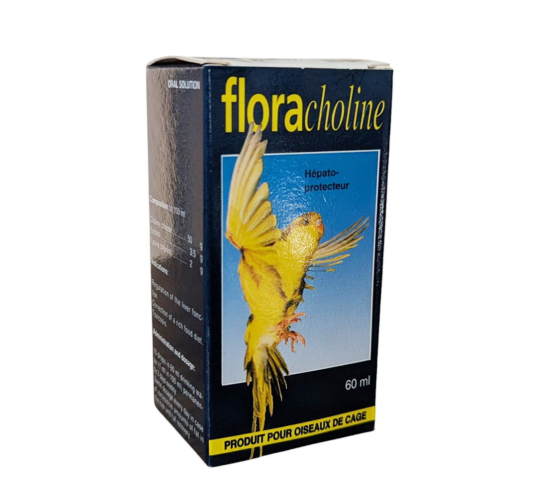 Flacon Floracholine 60ml, hépatoprotecteur pour canaris et perruches, riche en Choline.