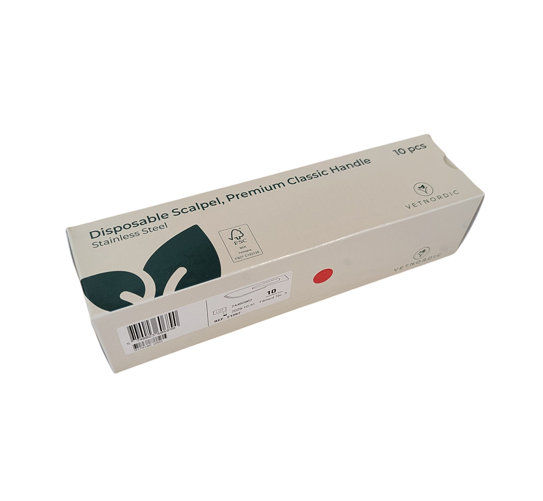 Scalpel jetable n°10 VetNordic manche vert premium acier inoxydable boîte de 10.