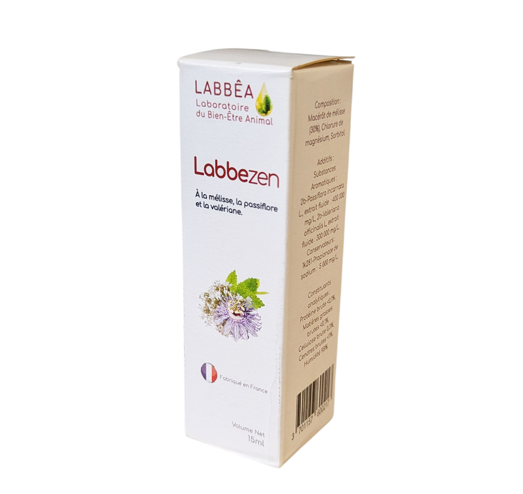 Flacon compte-gouttes Labbezen Labbêa 15ml - Complément anti-stress liquide pour chien chat et NAC