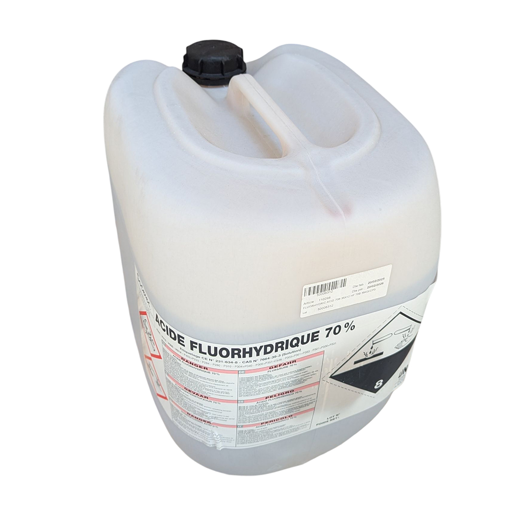 Bidon 35 kg d’acide fluorhydrique 70 % TECH pour usage industriel