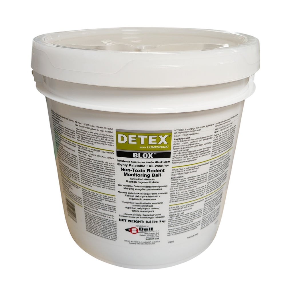 Detex Blox Lumitrack appât non toxique détection rongeur et traceur fluorescent seau 4kg
