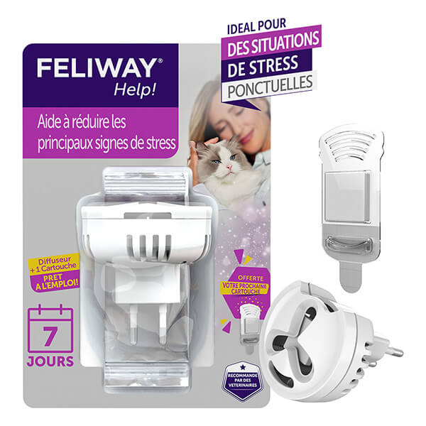Feliway Help diffuseur réutilisable + capsule 7 jours anti-stress chat.