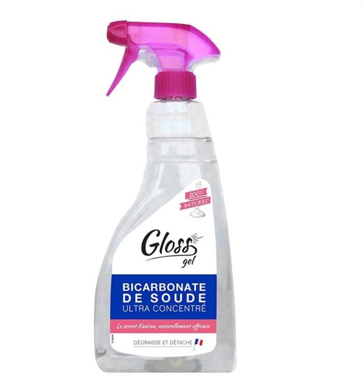 Flacon spray 750ml Bicarbonate de Soude ultra-concentré en gel Gloss pour nettoyage naturel.