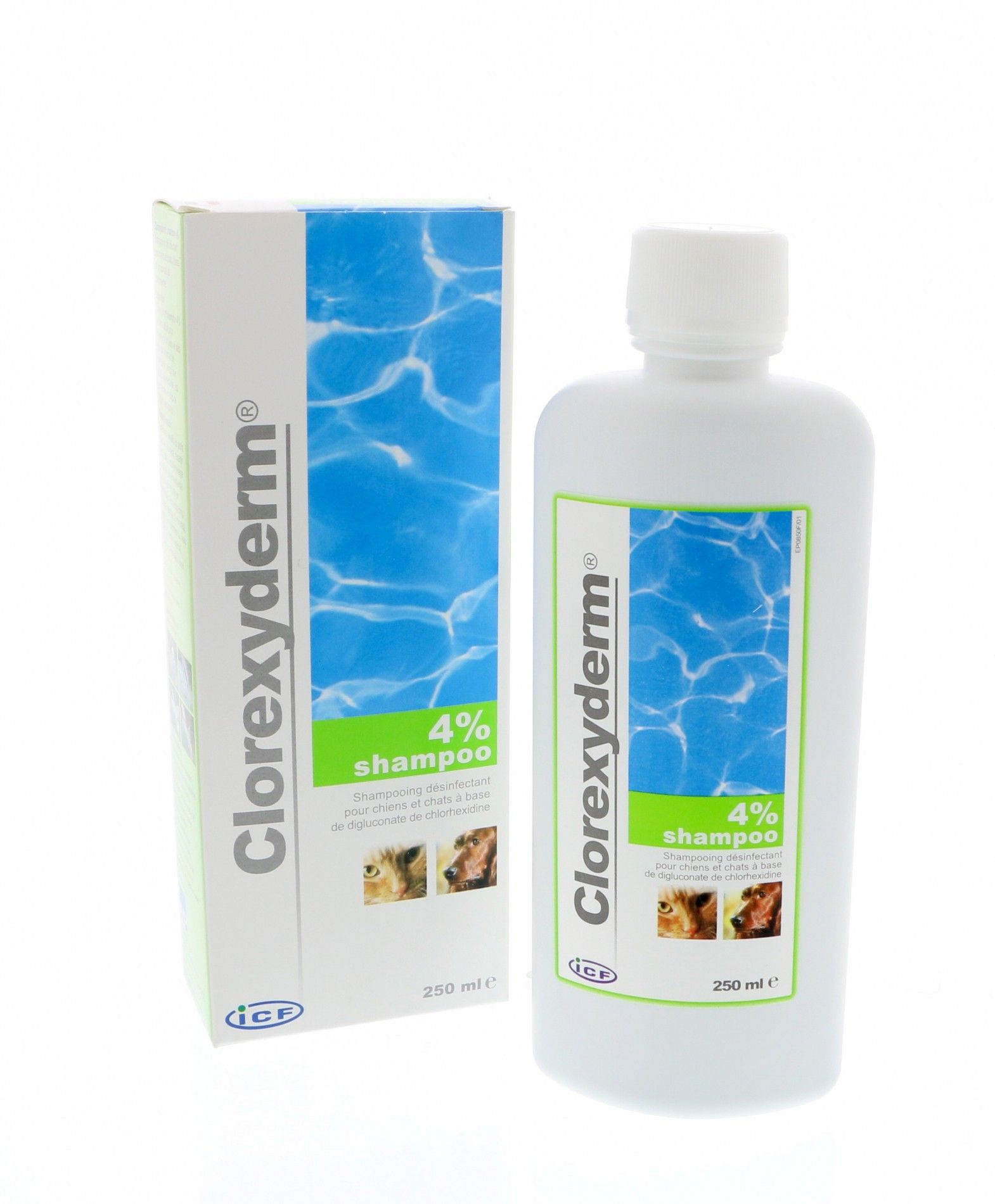 Clorexyderm 4% shampooing antiseptique chien chat 250 ml ICF