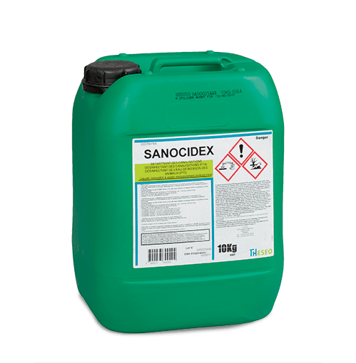 Bidon 10kg SANOCIDEX désinfectant détartrant acide peracétique UAB canalisations élevage