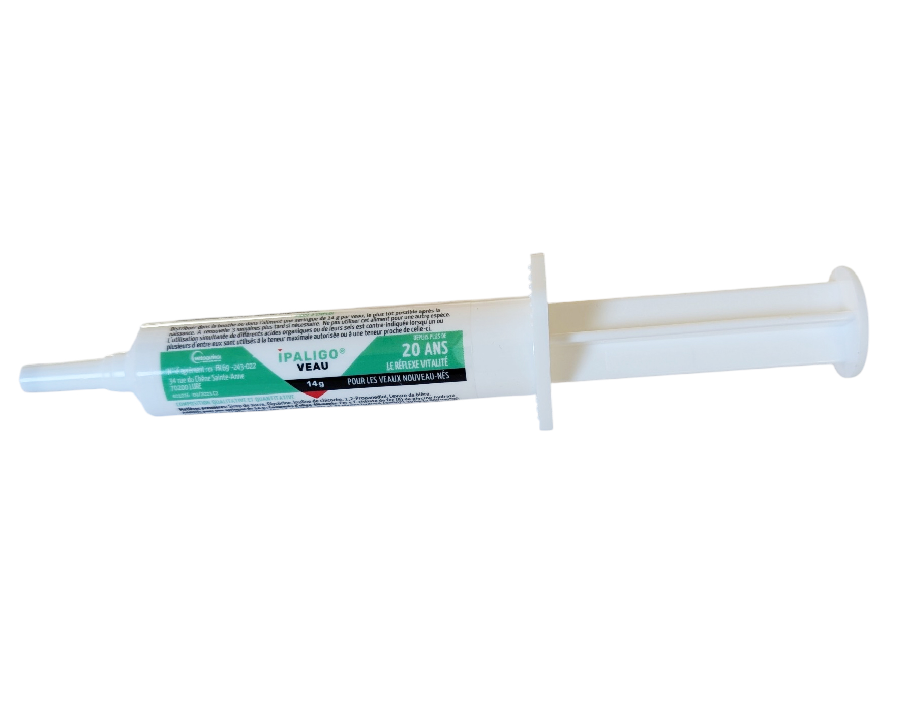 Boîte de 48 seringues IPALIGO Veau Vetoquinol, aliment complémentaire vitalité pour veau nouveau-né.