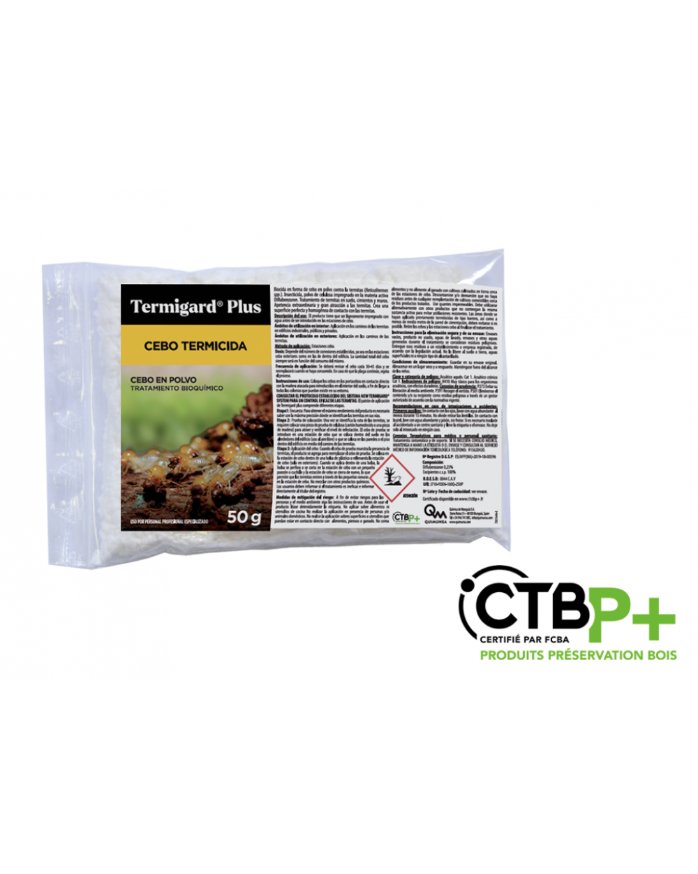 Sachet 50g d'appat termicide en poudre Termigard Plus certifie CTB P+