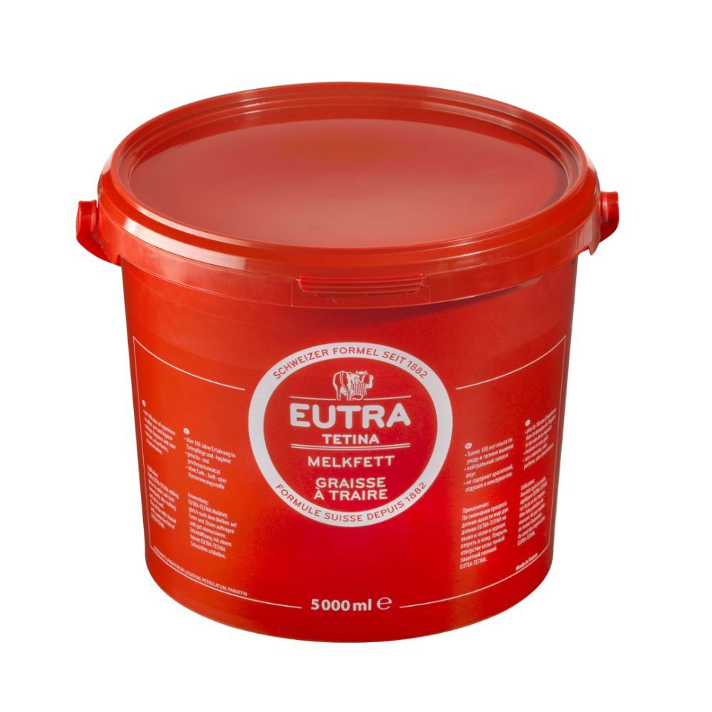 Grand seau rouge Graisse à traire Eutra Tetina 5 litres format professionnel