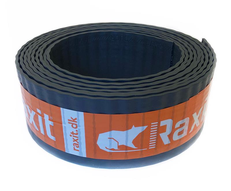 Rouleau de 1 mètre de joint de porte RAXIT en Santoprène™ noir renforcé de fils d'acier pour l'étanchéité anti-rongeurs des bâtiments.