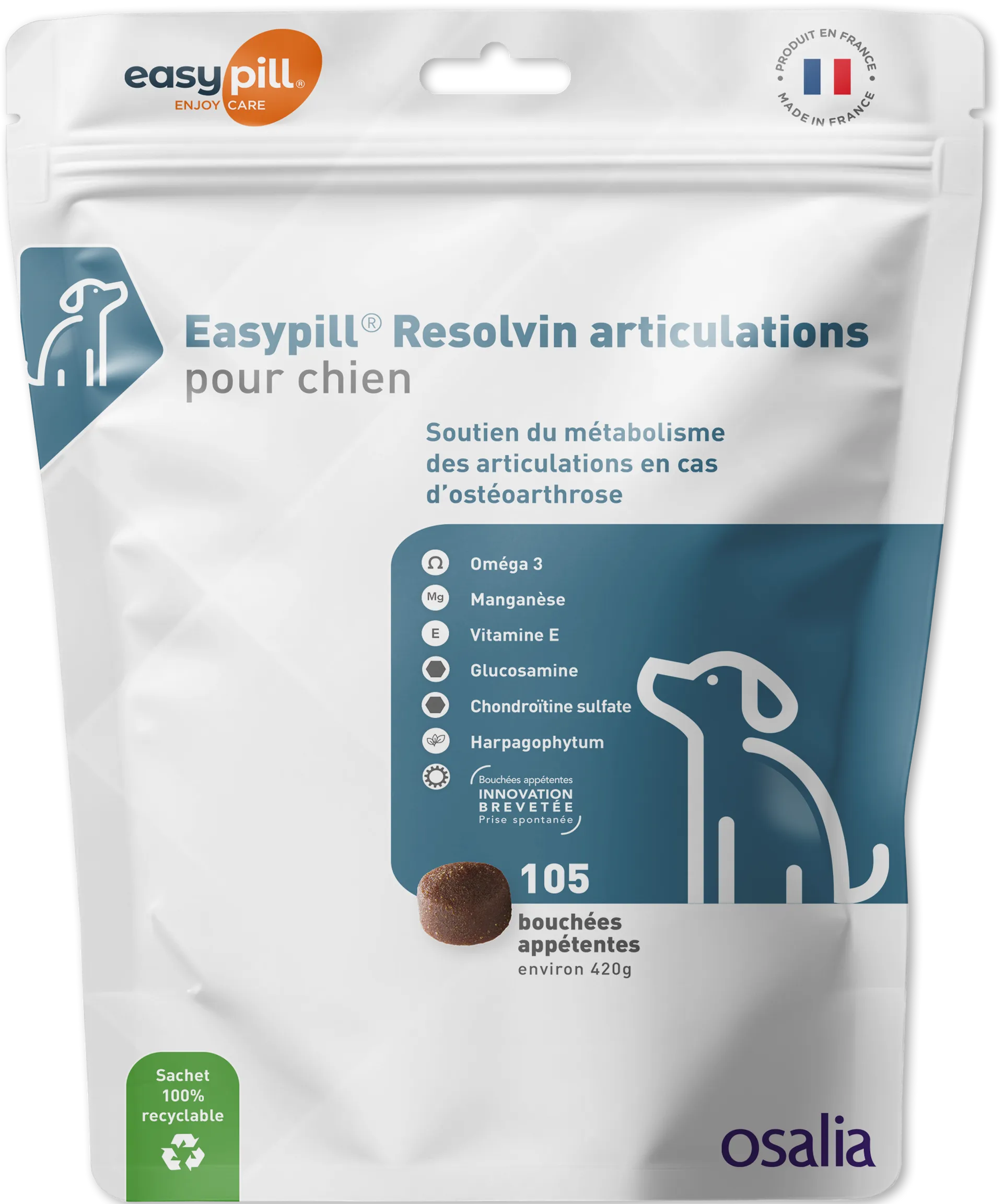 Sachet Easypill Resolvin Articulations chien 15x28g - Complément arthrose avec Harpagophytum et Glucosamine