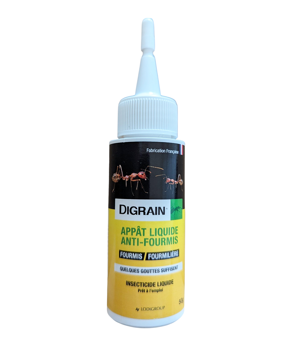 Flacon appât liquide anti-fourmis Digrain 50g destruction fourmilière.