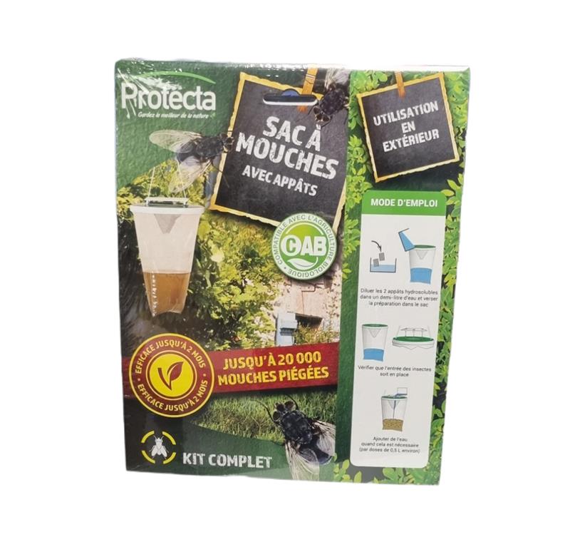 Kit complet Sac à Mouches Protecta Mouch'Clac 3,5L écologique extérieur.