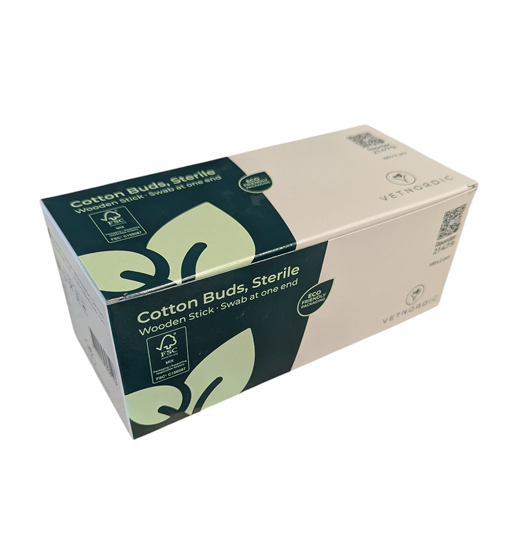 Écouvillon stérile 15 cm tige bois embout coton sachet de 2.