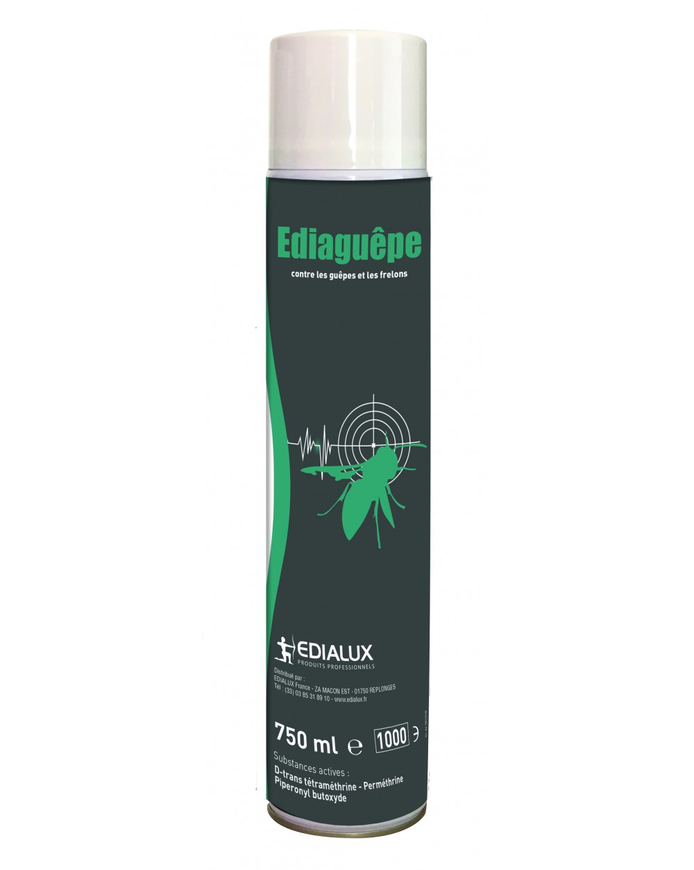 Aérosol professionnel EDIAGUÊPE 750ml jet 6 mètres pour destruction nids guêpes et frelons.