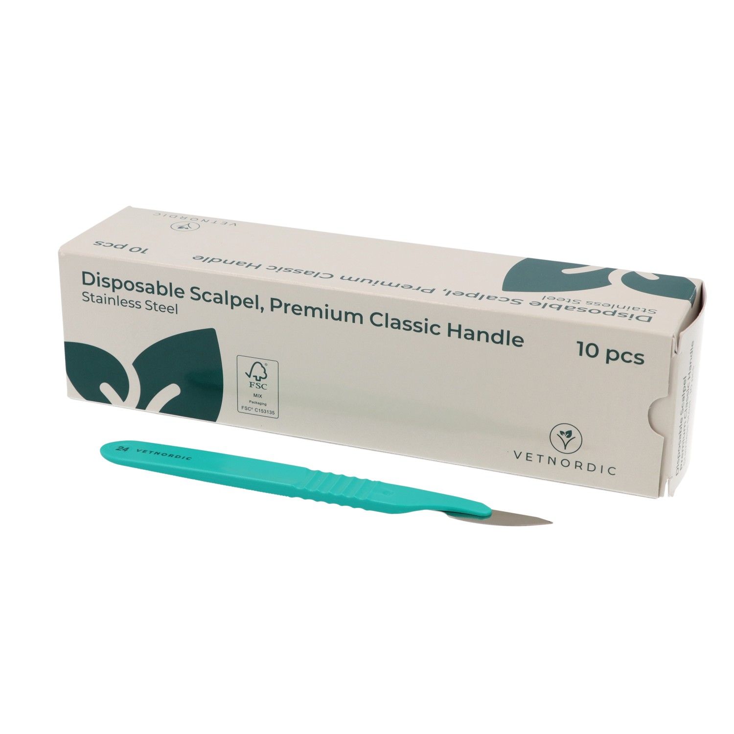 Scalpel jetable n°24 VetNordic lame large autopsie chirurgie vétérinaire boîte de 10.