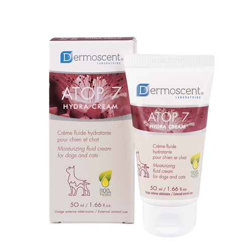 Tube Dermoscent ATOP 7 Hydra Cream 50ml crème hydratante chien chat peau sèche.