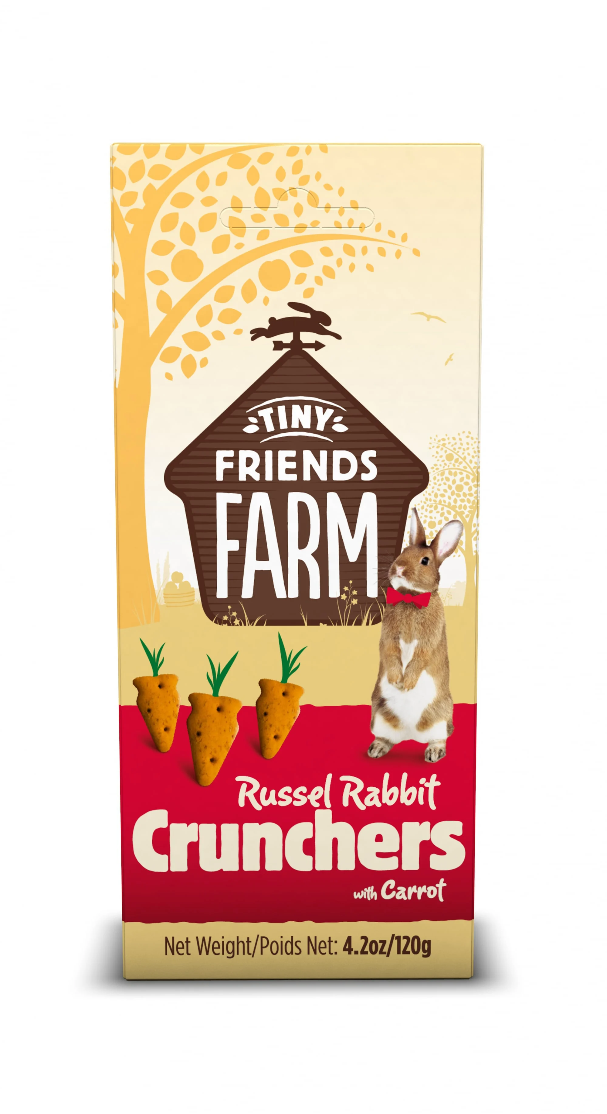 Boite de 120g de biscuits croquants a la carotte Tiny Friends Farm Russel Rabbit Crunchers