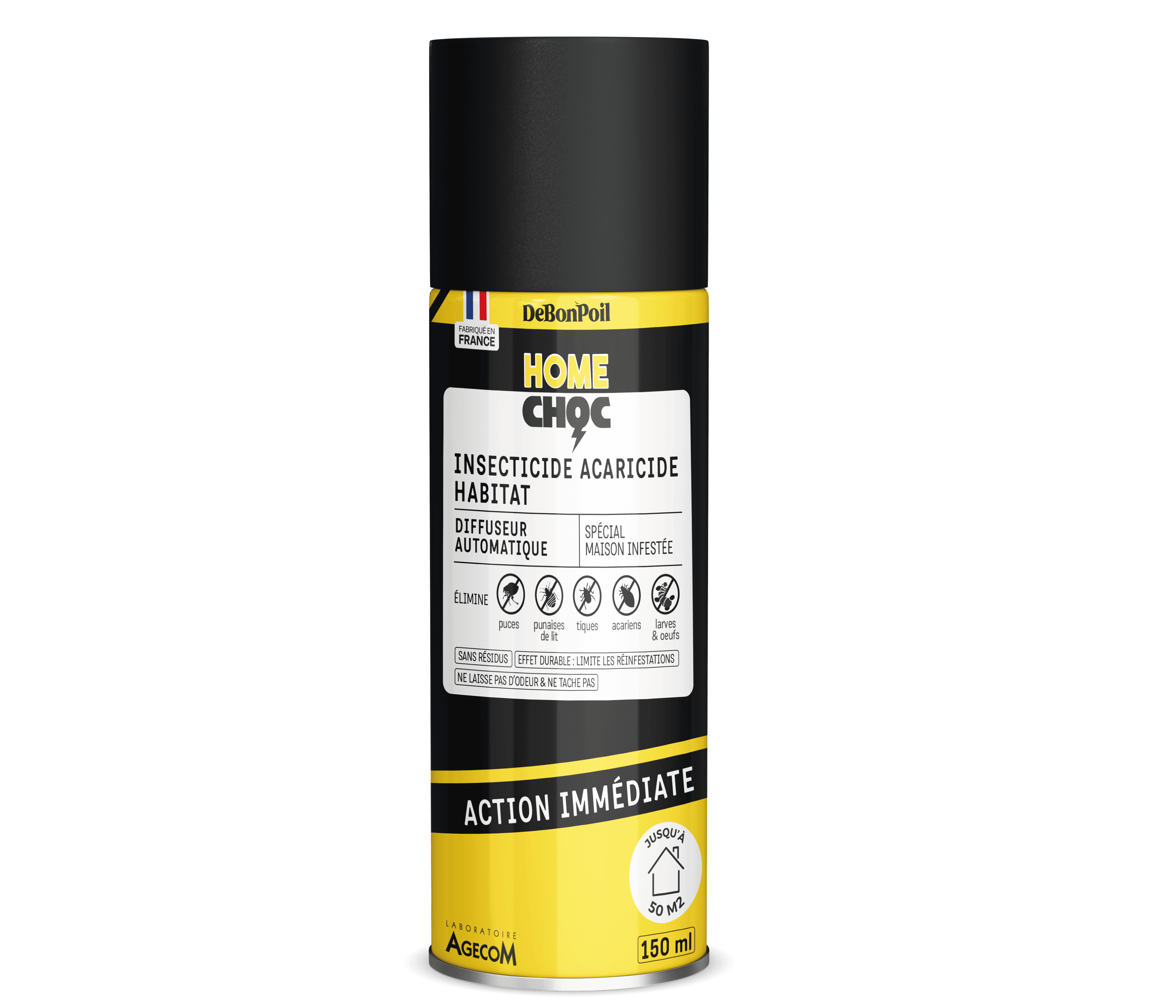 Aérosol unidose Home Choc Fogger 50 m² de 150 ml, diffuseur automatique spécial maison infestée contre puces, tiques et acariens.