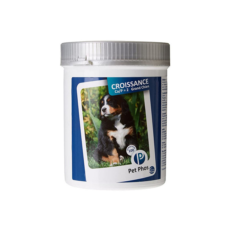 Boîte Pet Phos Croissance Ca/P 2 Grand Chien Ceva 100 comprimés ration ménagère bouvier bernois