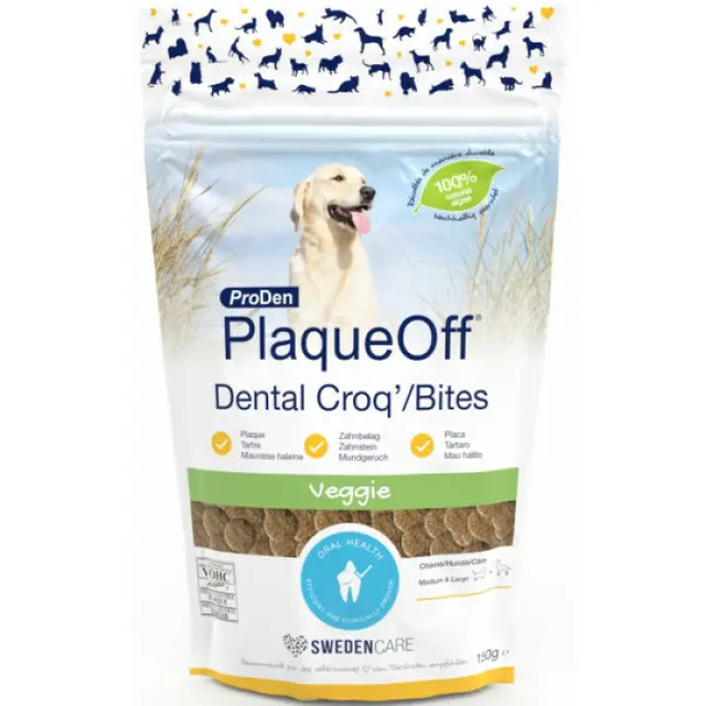 ProDen PlaqueOff chien veggie 150g – friandises dentaires naturelles anti-plaque et anti-tartre Swedencare