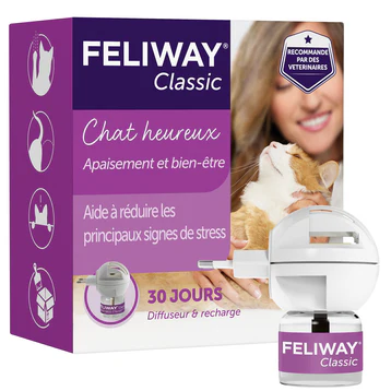 Feliway Classic Kit Complet – diffuseur + recharge 30 jours anti-stress pour chats.