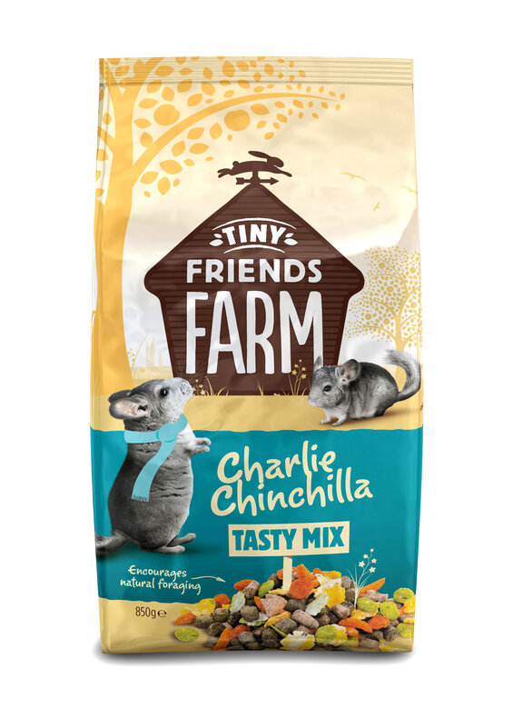 Sachet de 850g d'aliment complet pour chinchilla Tiny Friends Farm Charlie Chinchilla Tasty Mix.